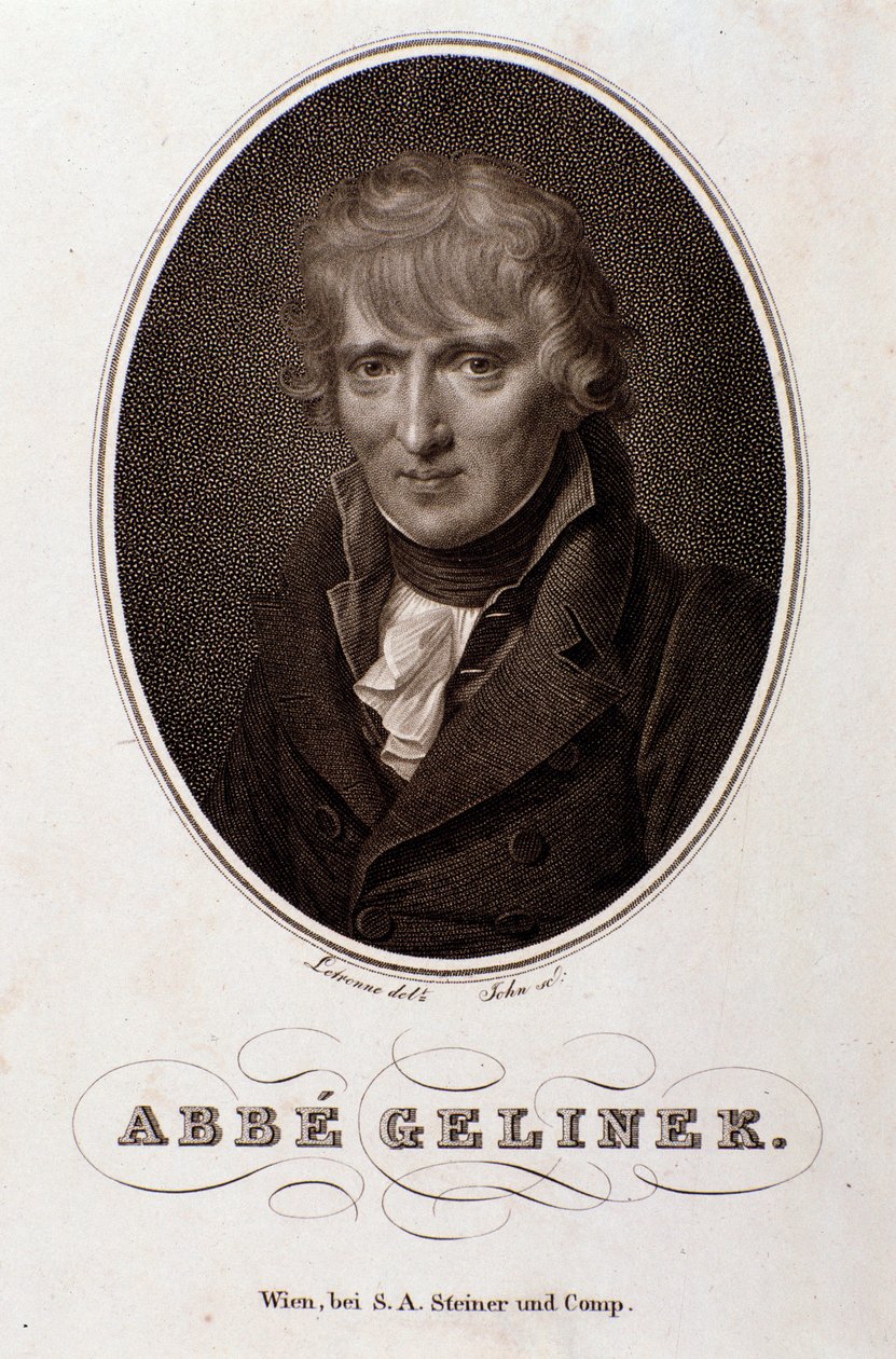 Portrét Josefa Gelínka (Josepha) (1758-1825) rakouského pianisty, skladatele a teologa Rytina. 19. století. Bologna, civilo museo musico od Unknown artist