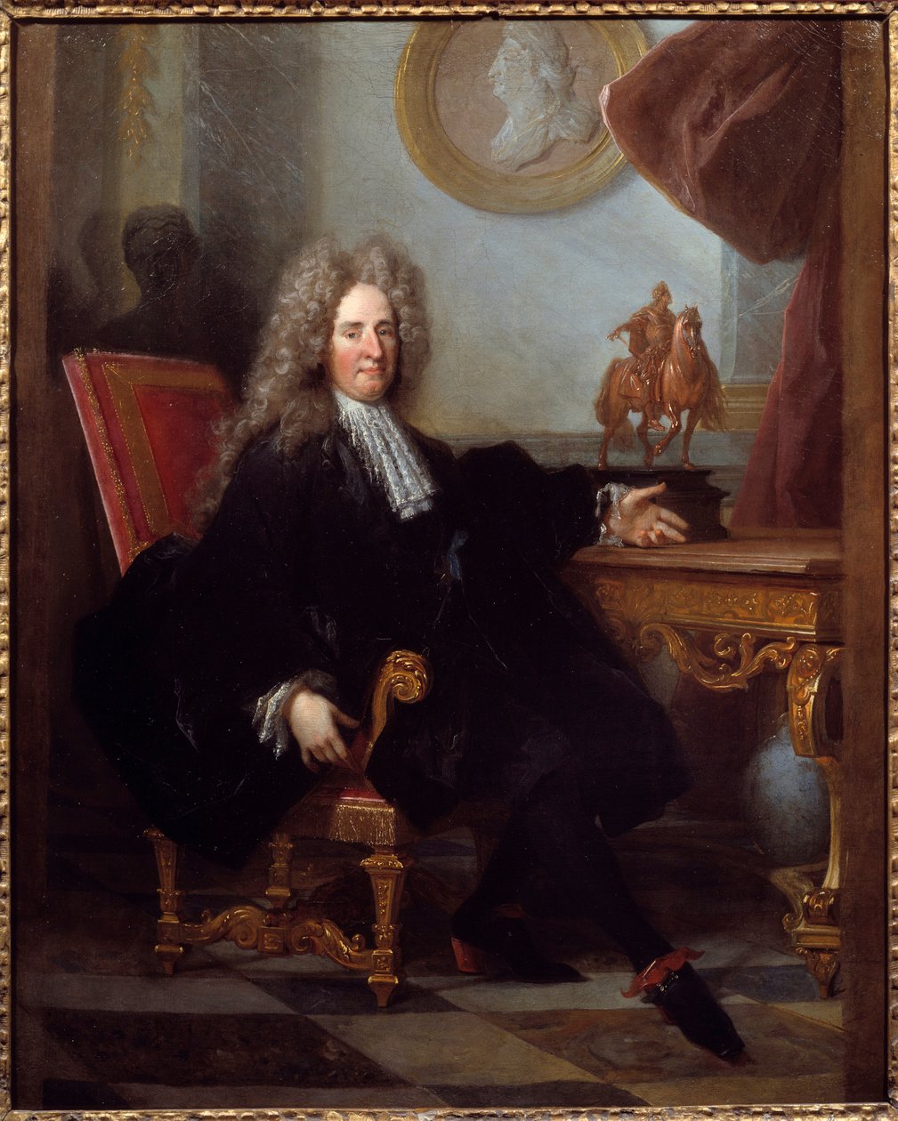 Portrét Julese Hardouina Mansarta (1646-1708), architekta a správce budov krále Ludvíka XIV. Anonymní obraz. 1700 Paříž, dekorativní umění od Unknown artist