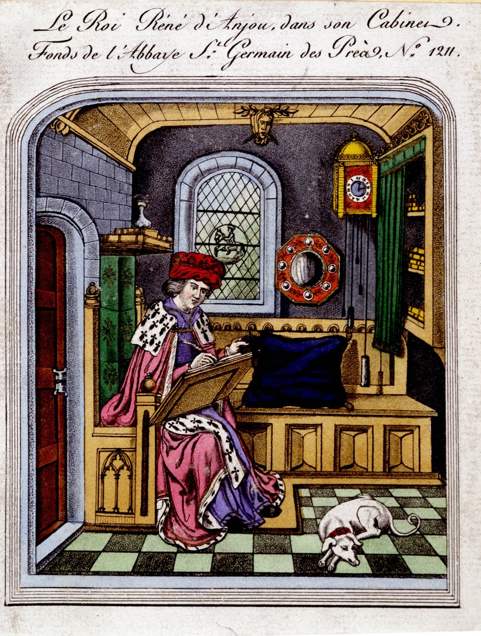 Portrét krále Reného z Anjou (1409-1480)““ nazývá ve svém kabinetu také René I. Neapolský nebo René Sicílský – rytina podle miniatury od Unknown artist