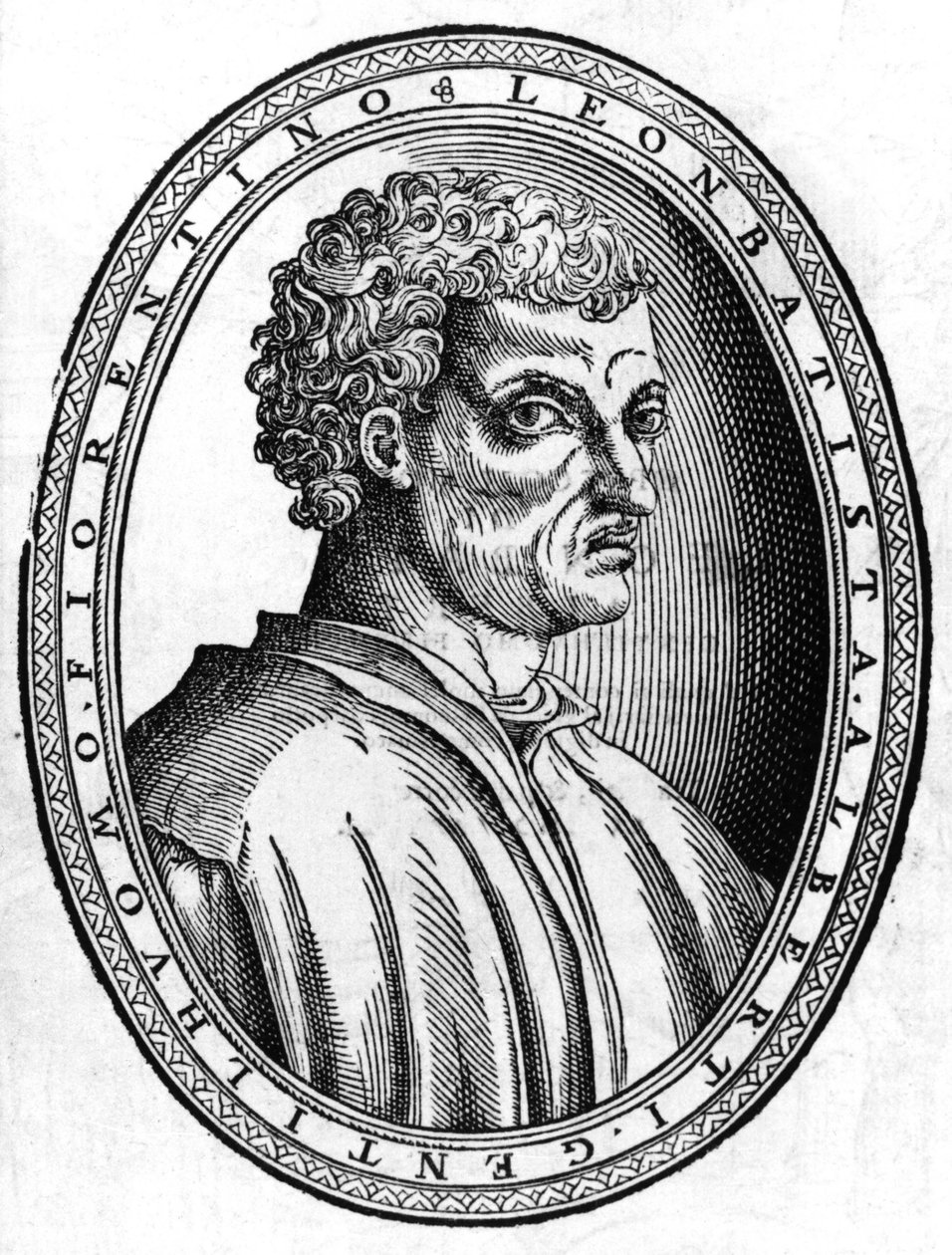 Portrét Léona Battisty Albertiho (1404 - 1472), italského humanisty a architekta, sd rytina. od Unknown artist
