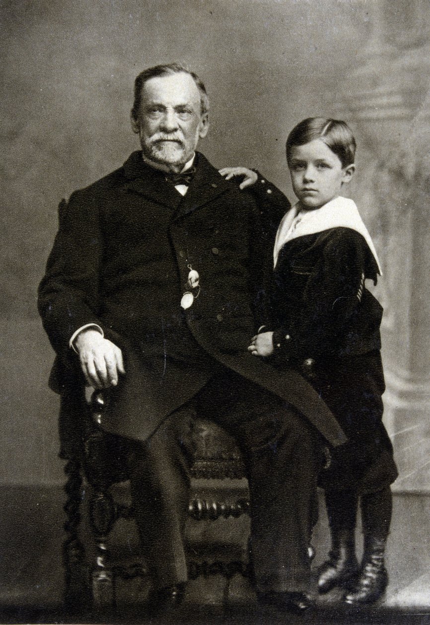 Portrét Louise Pasteura (1822 - 1895) a jeho vnuka Louise Pasteura Vallery - Radot v roce 1893. od Unknown artist