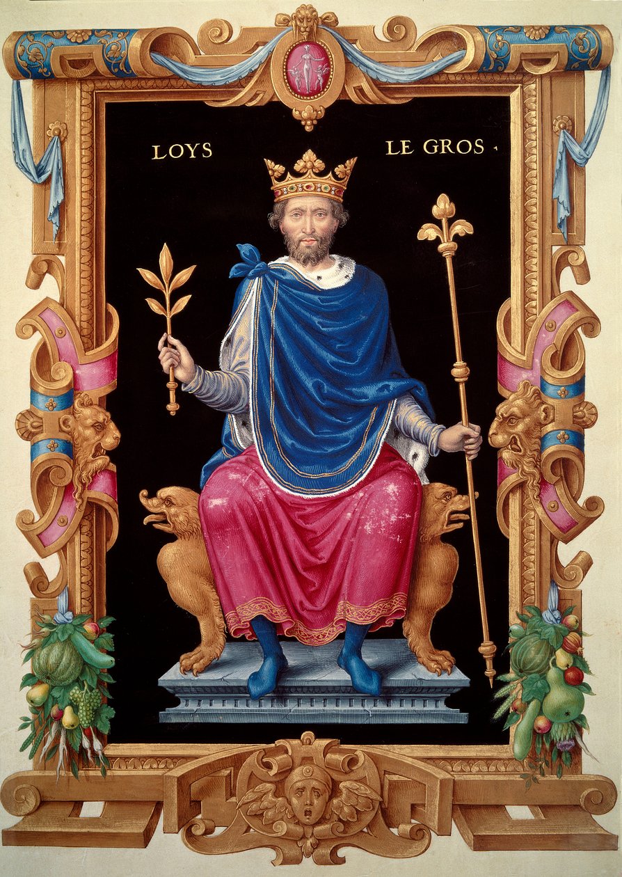 Portrét Ludvíka VI. známý jako „gros“ (1081-1137). Miniatura v “”Recueil des Kings de France””, od Jean du Tillet, cca 1555-1566. BN, Paříž od Unknown artist