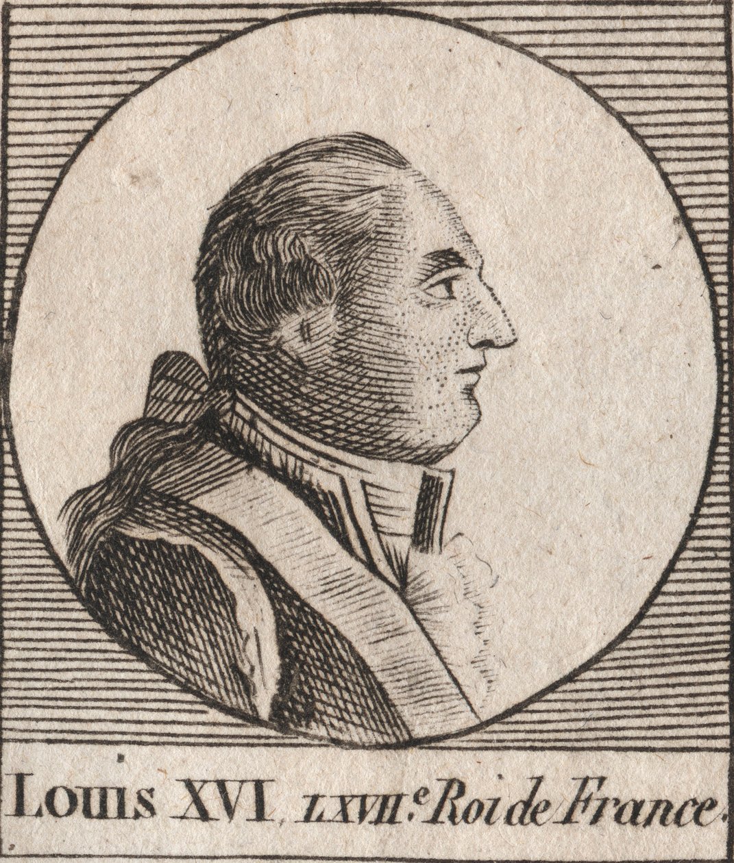 Portrét Ludvíka XVI. (1754-1793), francouzského krále v letech 1774 až 1791, poté francouzského krále v letech 1791 až 1792 - Ludvíka XVI. krále francouzského a navarrského v letech 1774 až 1791, poté francouzského krále v letech 1791 až 1792 - rytina z „I od Unknown artist