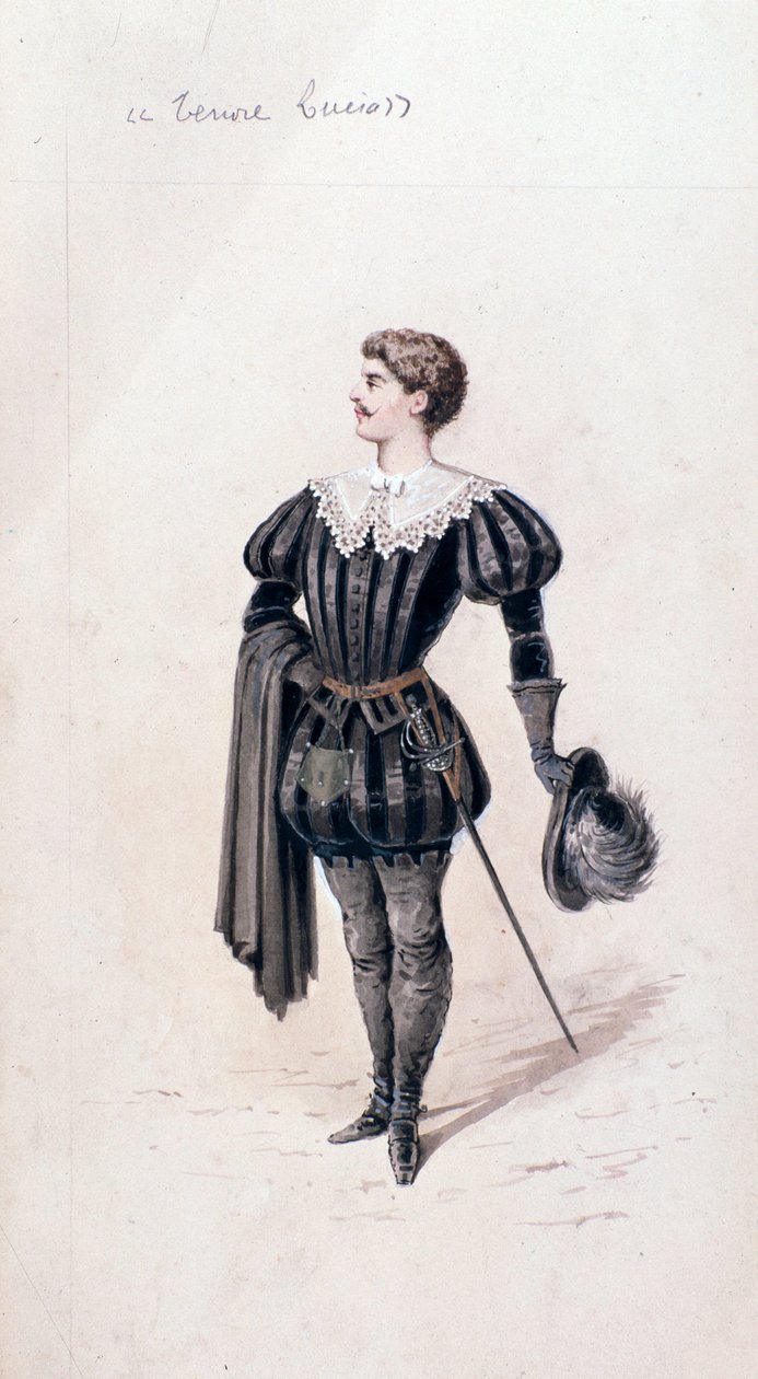 Portrét Lucia, tenor v Lucia di Lammermoor, opera Gaetana Donizettiho od Unknown artist