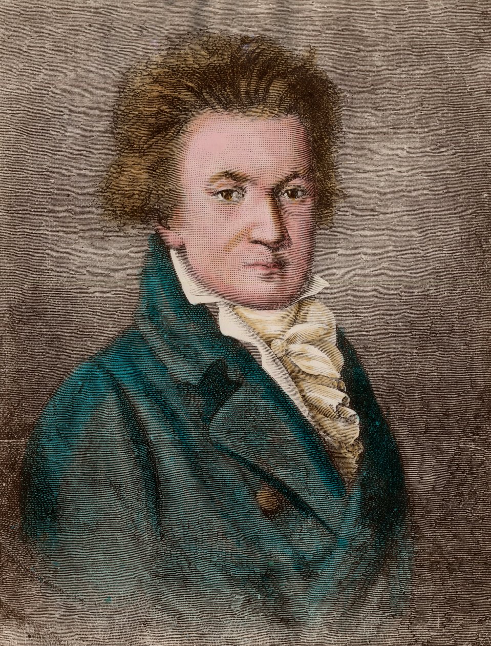 Portrét Ludwiga van Beethovena (1770 - 1827), německého skladatele. Rytina 19. století. Soukromá sbírka. od Unknown artist