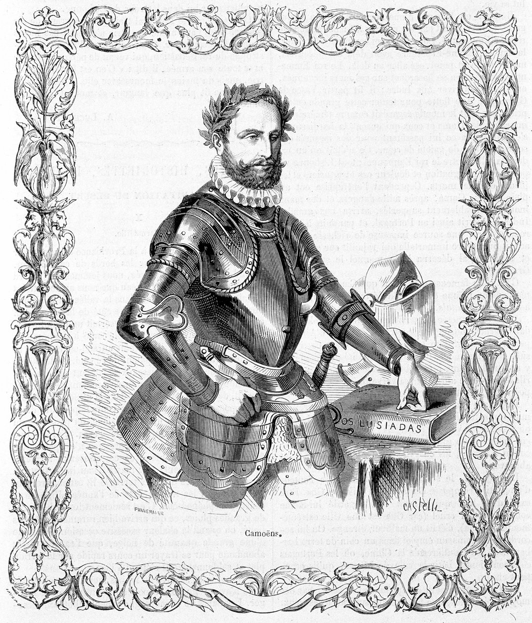 Portrét Luise de Camoens v brnění - rytina od Unknown artist