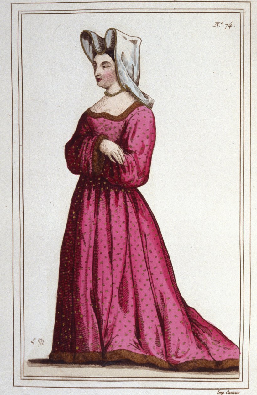Portrét Marguerite de Sassenage, lady z Beaumontu (1449 cca - 1491). Paní Ludvíka XI. Rytina z roku 1830. od Unknown artist