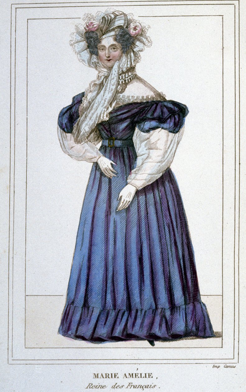 Portrét Marie Amélie de Bourbon (1782 - 1866), francouzské královny, manželky Ludvíka Filipa I. Rytina 19. stol. od Unknown artist