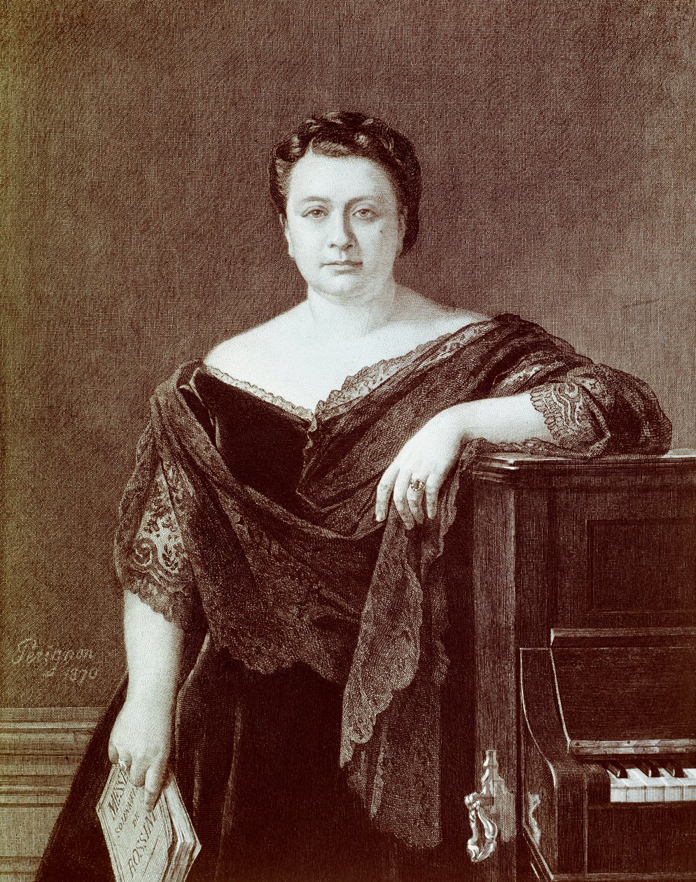 Portrét Marietta Alboni (1826-1894), italské kontraaltové zpěvačky. Rytina soukromé sbírky 19. století od Unknown artist