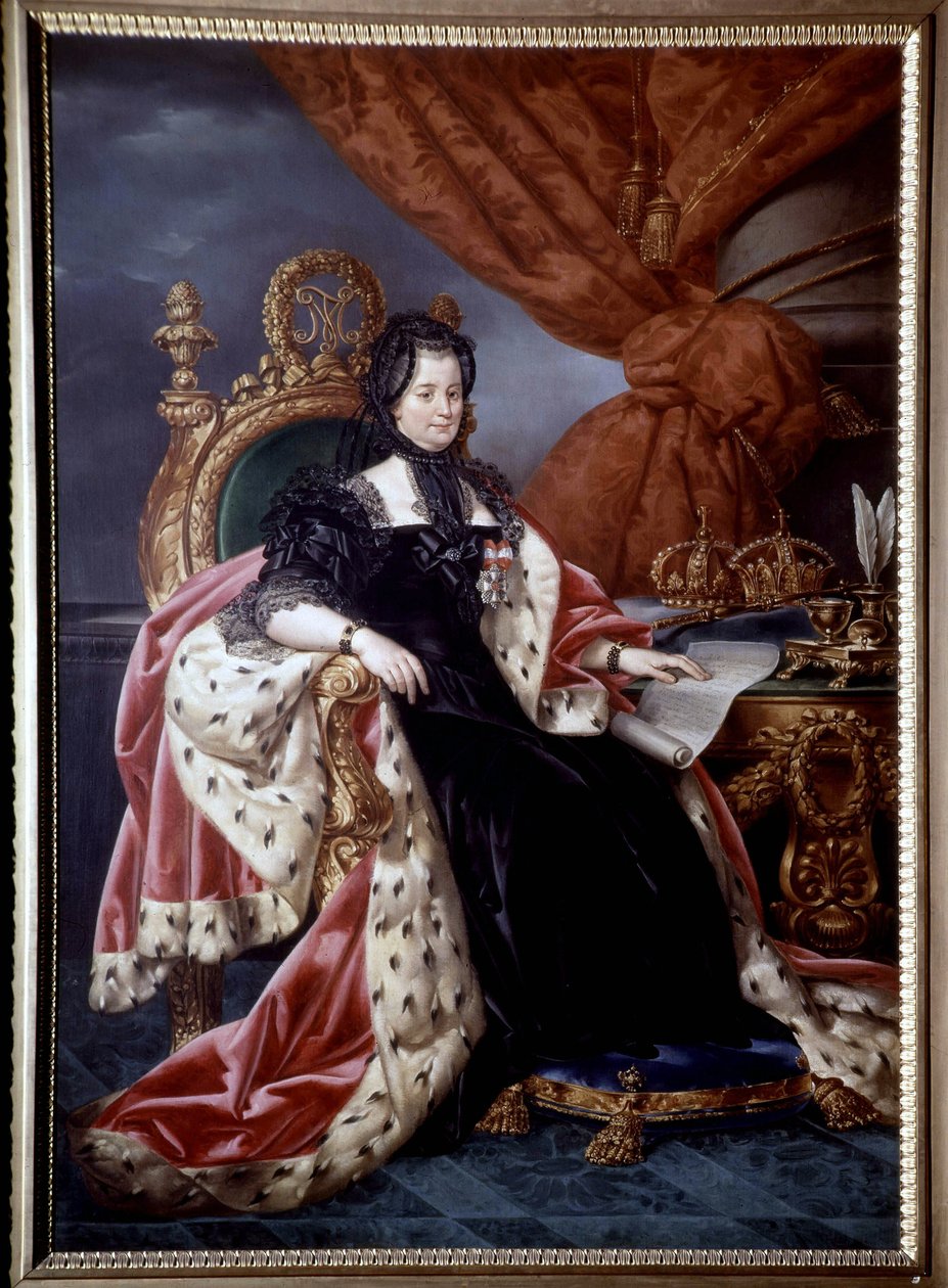 Portrét Marie Terezie Rakouské (1717-1780), uherské královny, ve smutečním obleku, po roce 1765 - Obraz 18. století od Unknown artist