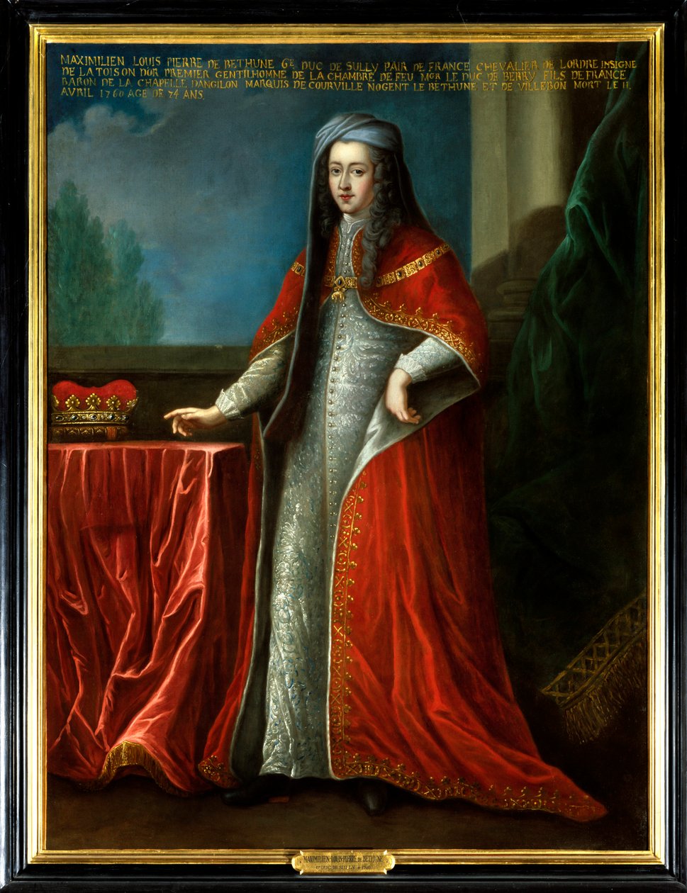 Portrét Maxmiliána Louise Pierra de Bethune (1686-1760), šestého vévody ze Sully. Má náhrdelník Řád zlatého rouna. Anonymní obraz 18. století. Olej na plátně. Povinná zmínka: Sully sur Loire, Chateau de Sully - Portrét Lou od Unknown artist