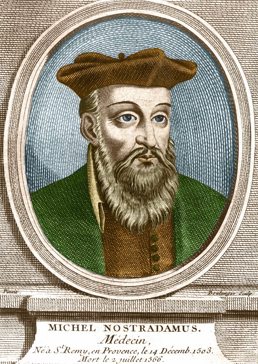 Portrét Michela Nostradama, lékaře, ne à Saint Remy de Provence (Saint-Remy-de-Provence) dne 14.12.1503 a zemřel 2.7.1566. Rytina 19. století. od Unknown artist