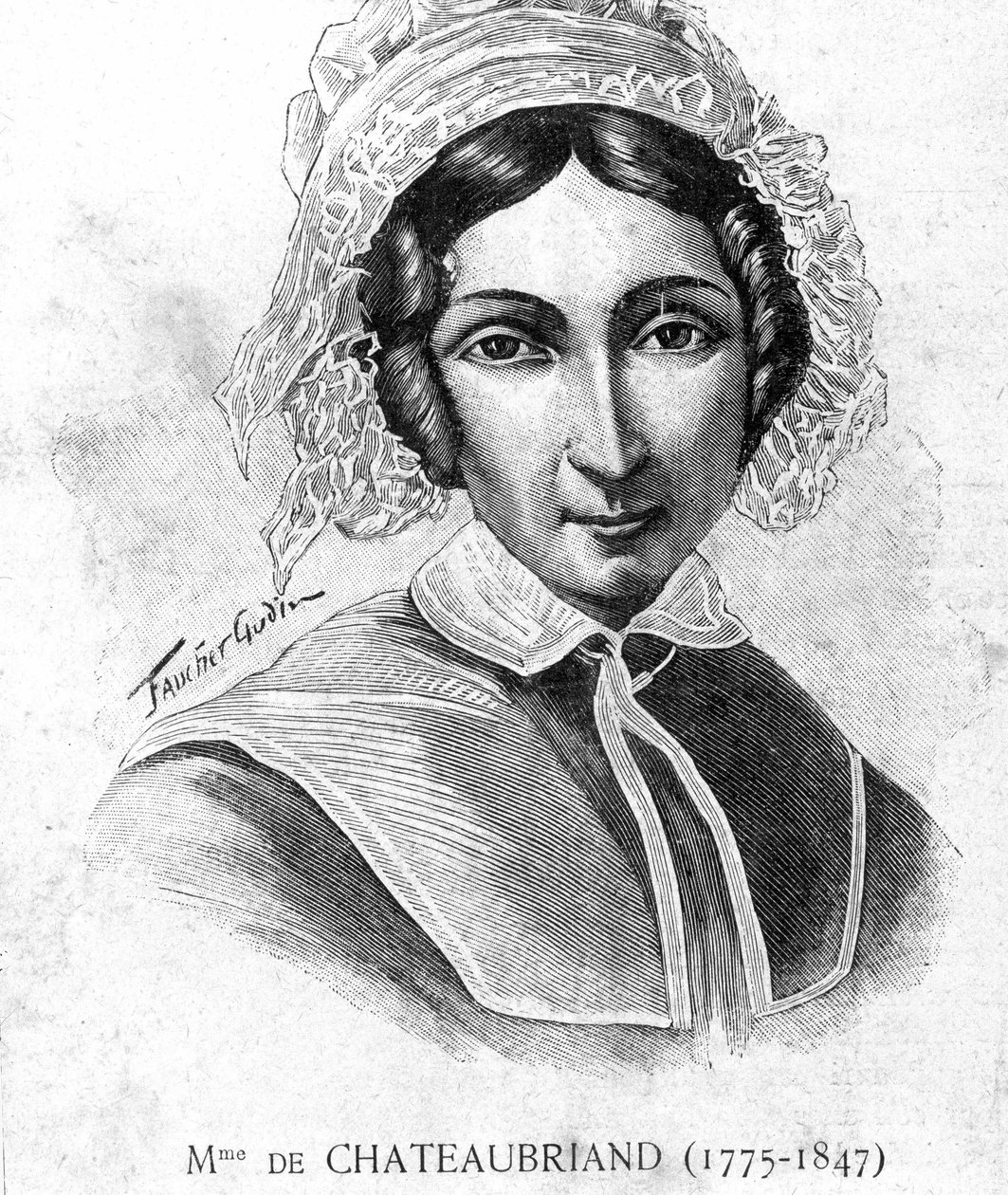 Portrét Mme de Chateaubriand (1775 - 1847) - v „“Les Contemporains“, n. d. koncem 19. století. od Unknown artist