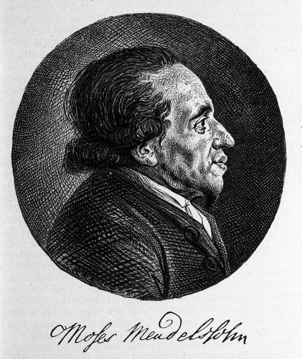 Portrét Mojžíše (Mojžíše) Mendelssohna (1729 - 1786), filozofa a skutečného zakladatele moderního judaismu. Dědeček hudebníka Felixe Mendelssohna. od Unknown artist