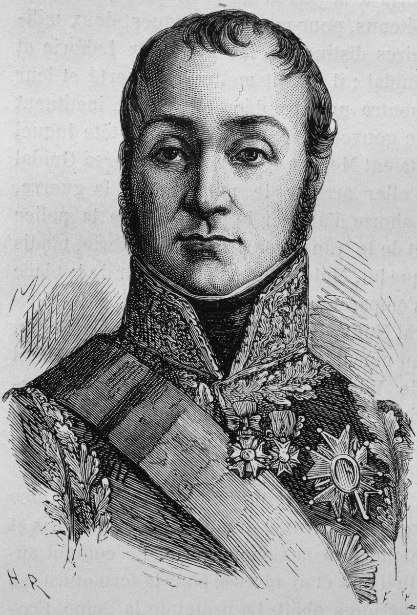 Portrét Nicolase Oudinota, vévody z Reggia (1767 - 1847). Rytina konce 19. století v „Histoire de France““ od H. Martina. od Unknown artist