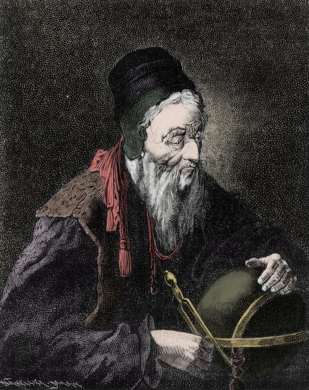 Portrét Nostradama, Michel de Notre Dame (1503-1566) francouzský astrolog a lékař - rytina 19. od Unknown artist