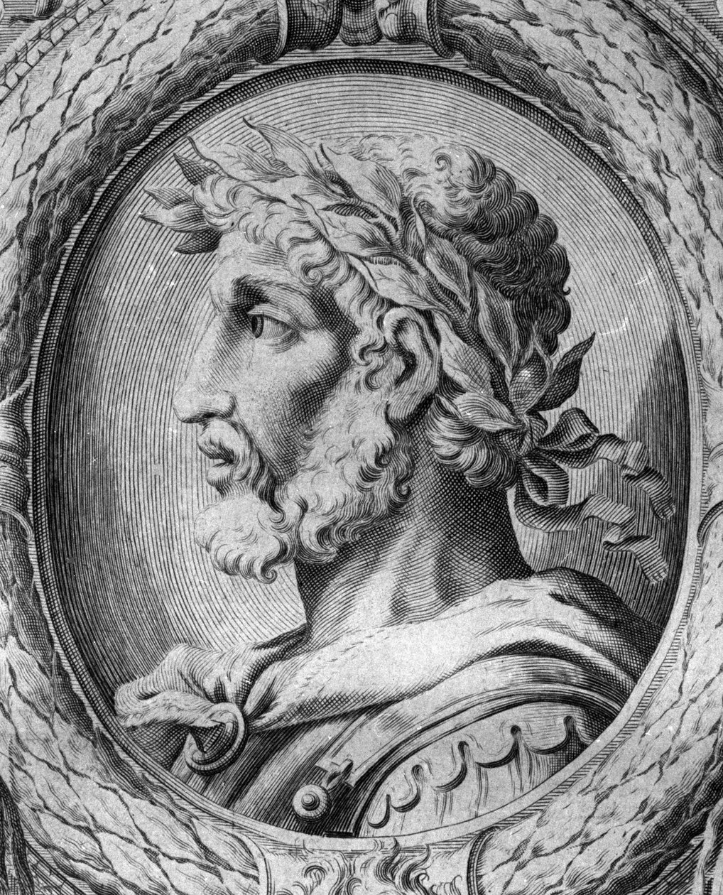 Portrét Odoacre (Odovacar), vůdce Herules spřízněných s Huny a ministr Attila (435-493). Rytina 18. století. od Unknown artist
