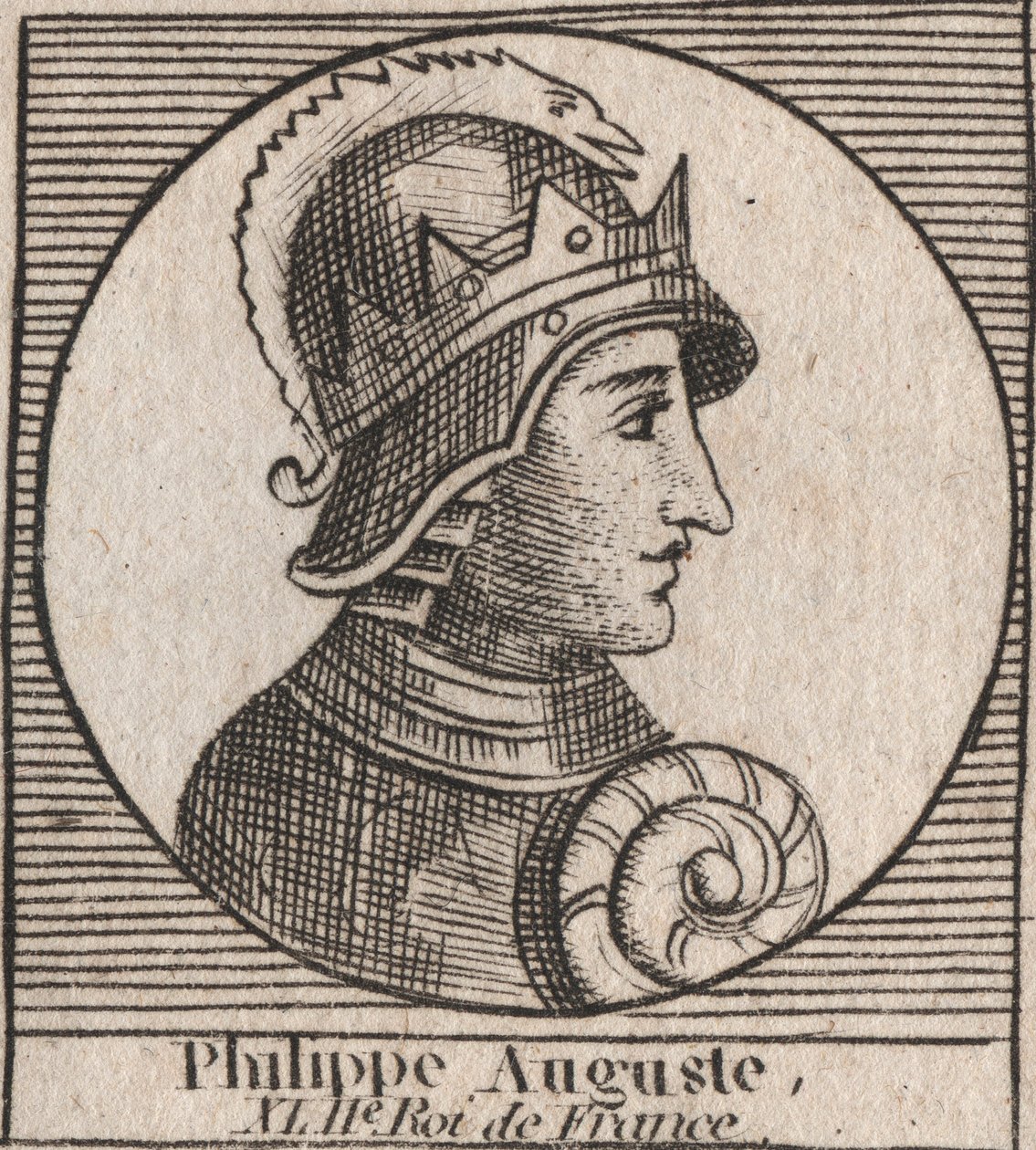 Portrét Filipa II. dit Philippe Auguste (1165-1223) - Filip August II. (1165-1223) francouzský král - rytina z „“Instruction sur l’Histoire de France““ od Charlese Constanta Le Telliera 1821 od Unknown artist