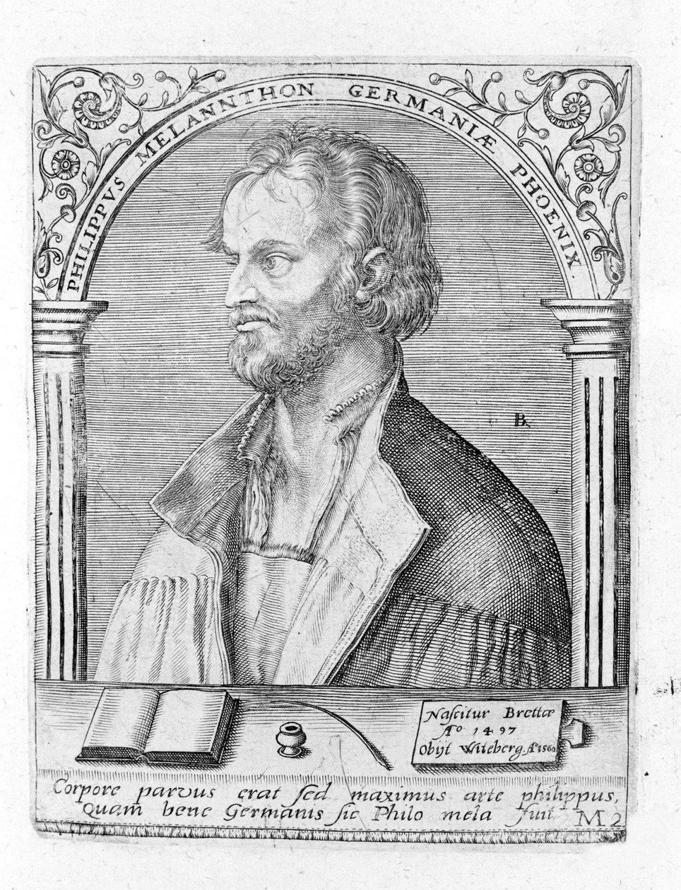 Portrét Philipa Melanchthona (Melanchthon) (1497 - 1560), německého náboženského reformátora. Rytina. od Unknown artist