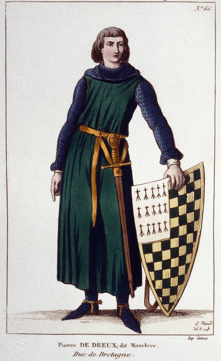 Portrét Pierra de Dreux, dit Mauclerc, vévoda z roku 1213. Rytina z roku 1830. od Unknown artist