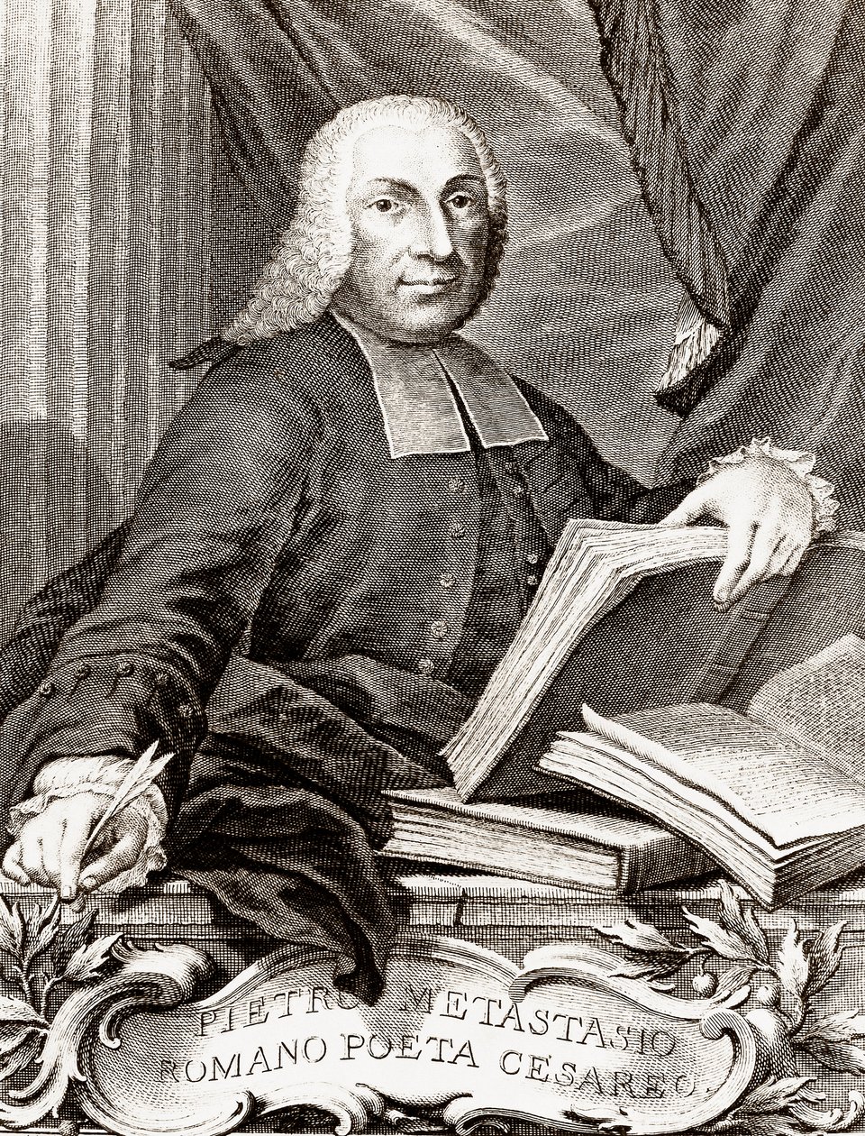 Portrét Pietra Trapassiho, zvaného Pietro Metastasio (Metastase) (1698-1782), italský básník a libretista od Unknown artist