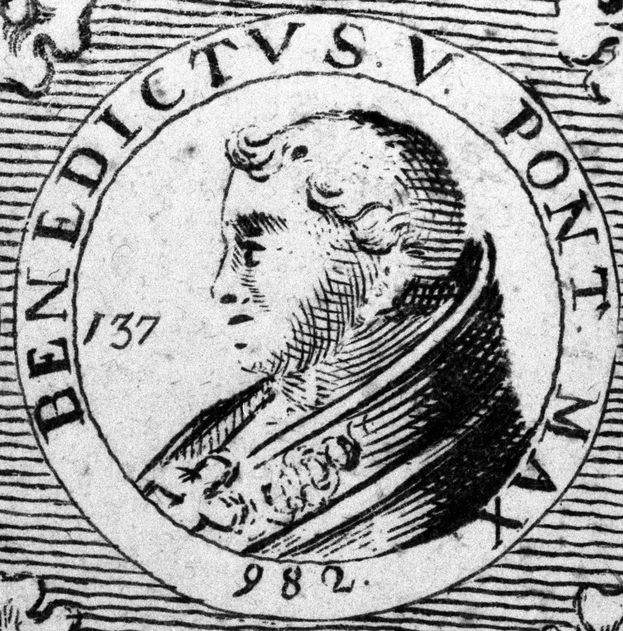 Portrét papeže Benoita V. Rytina 19. století. od Unknown artist