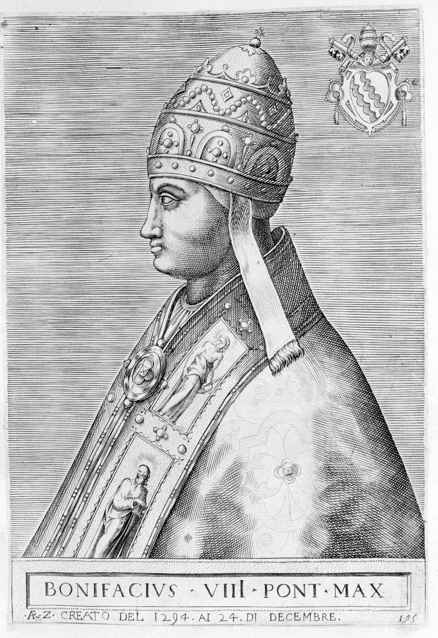 Portrét papeže Bonifáce VIII. (Benedetto Caetani dit Bonifác VIII od Unknown artist
