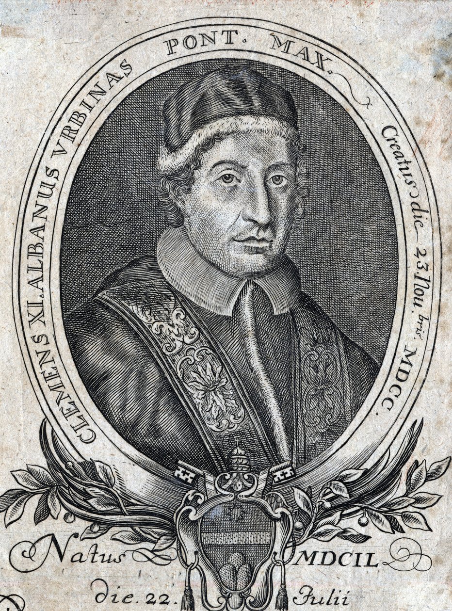 Portrét papeže Klementa XI. (Gianfrancesco Albani) (1649 - 1721), 241. papež. 18. století rytina od Unknown artist