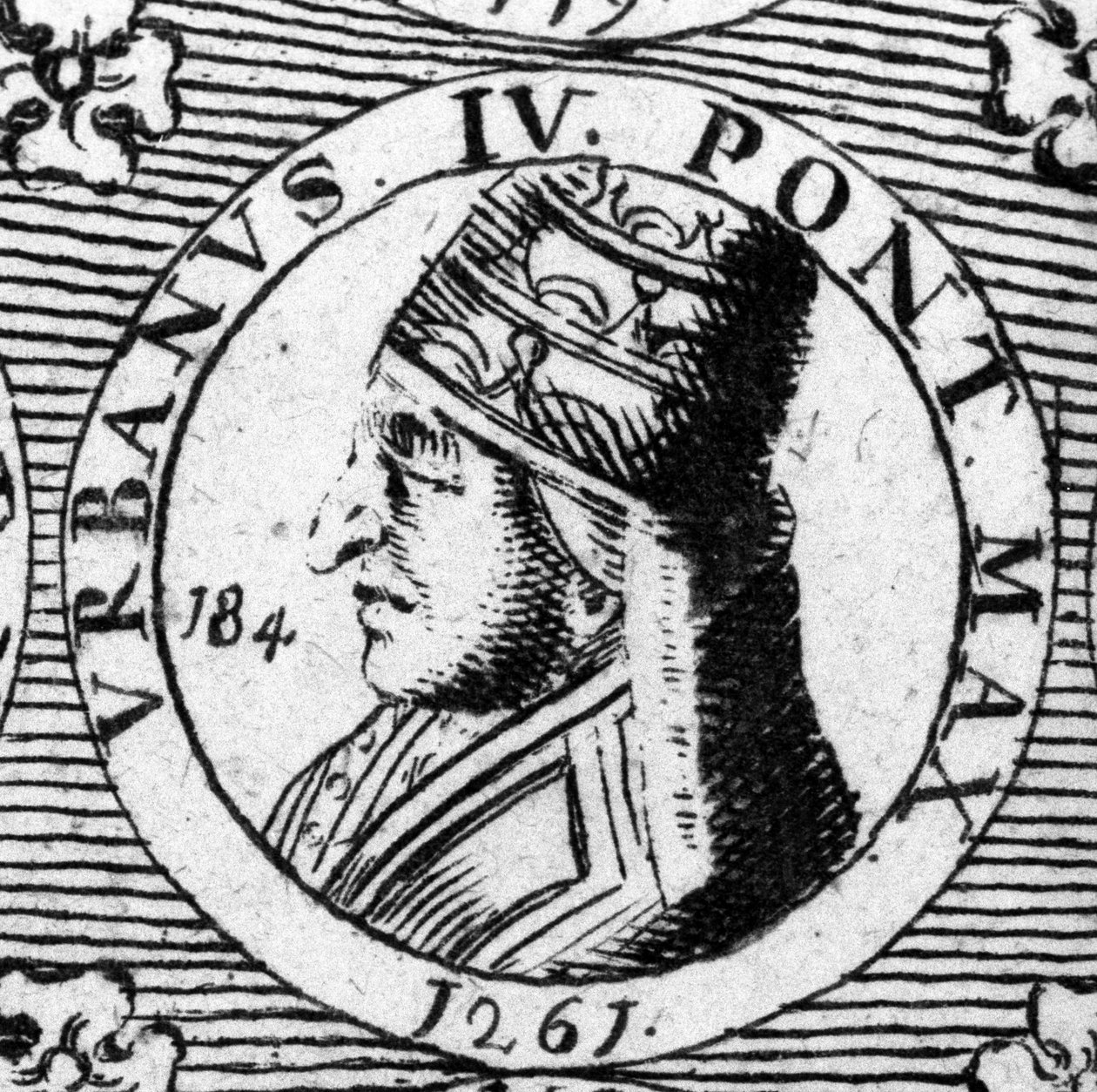 Portrét papeže Urbana IV. (1185 - 1264). 18. století rytina. od Unknown artist