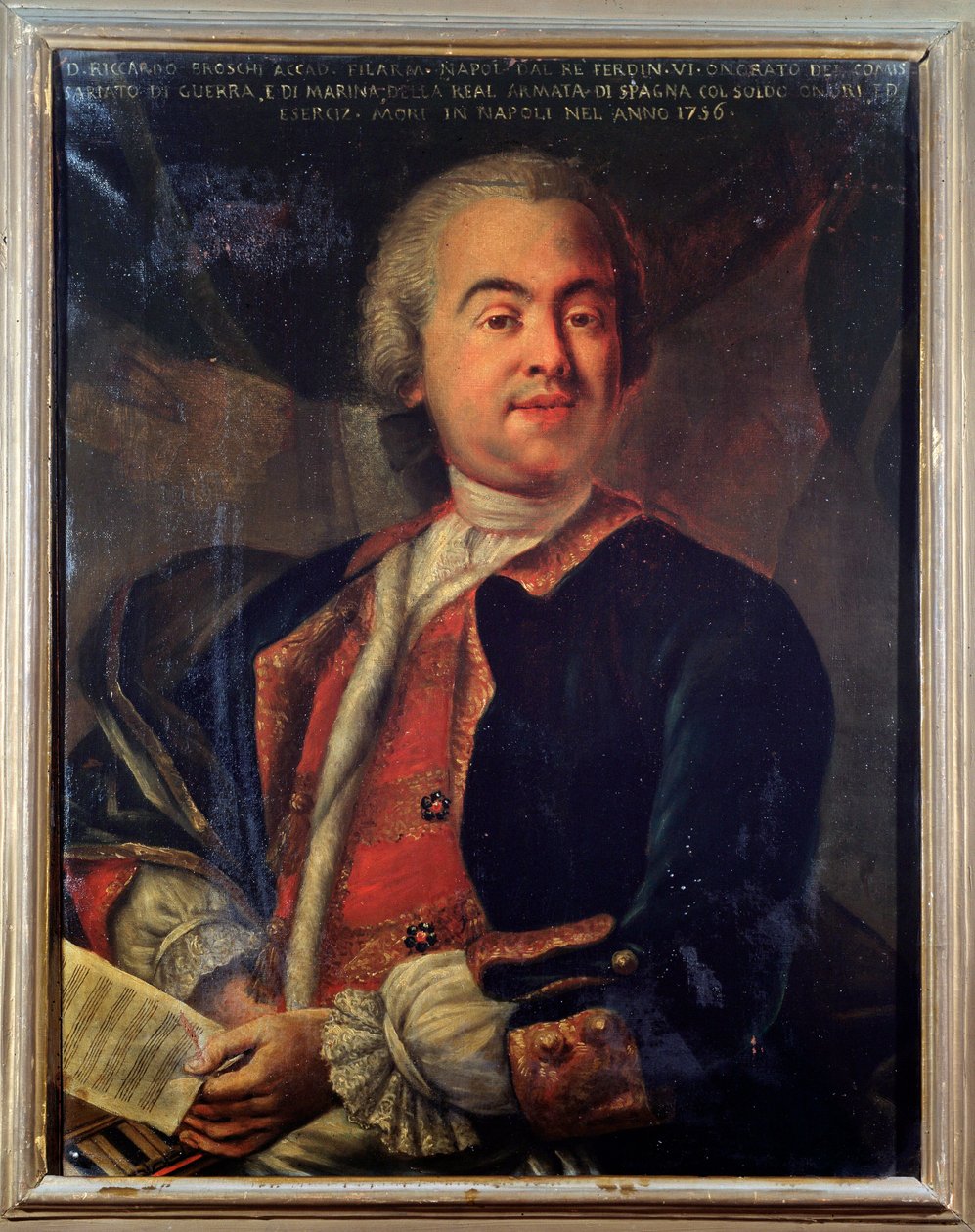 Portrét Riccarda Broschiho, italského skladatele (malba od Unknown artist