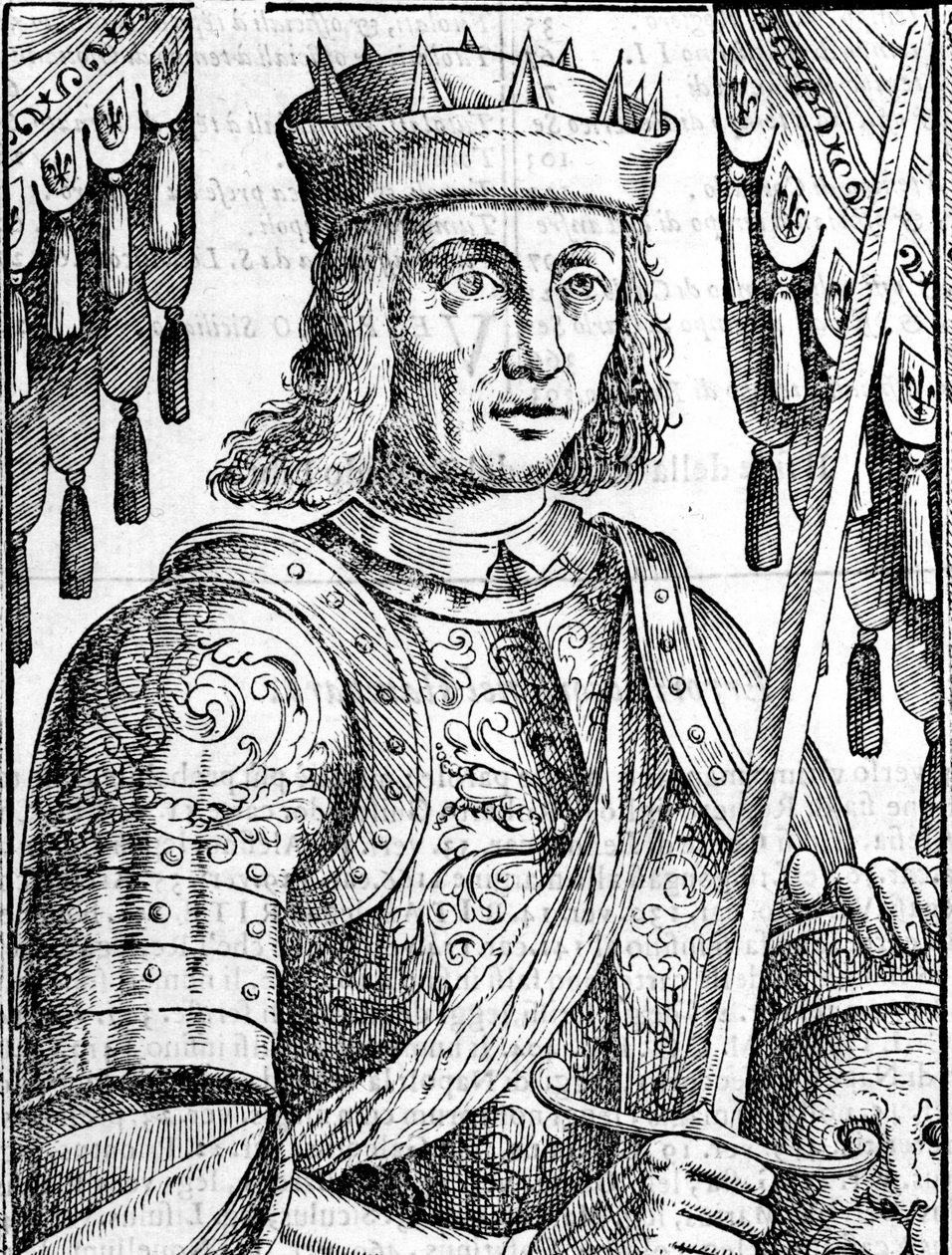 Portrét Rogera II z Hauteville (Ruggero Altavilla) (1097-1154), zakladatele monarchie na Sicílii. Xilografie 16. století. od Unknown artist