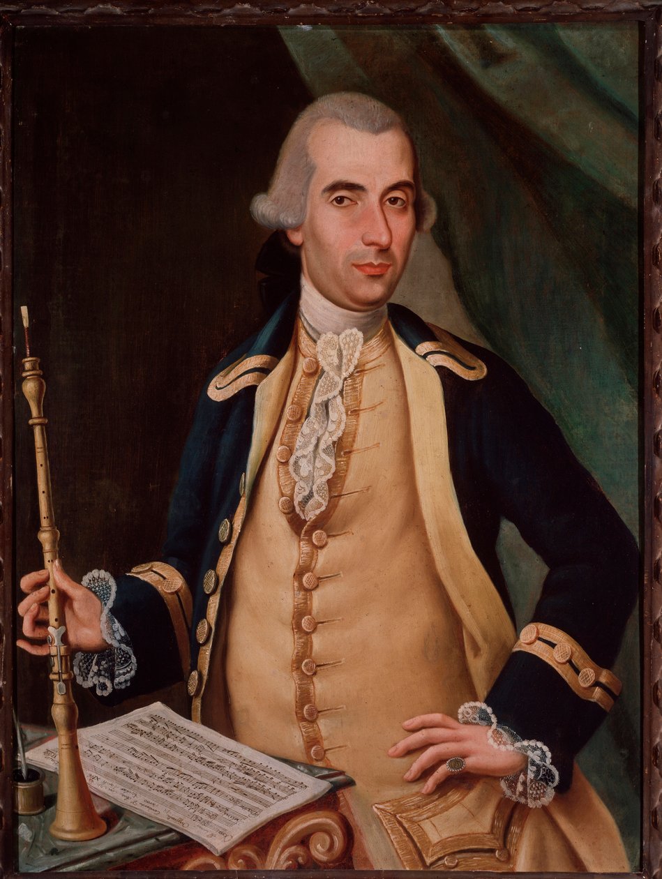 Portrét Sante Aguilara (asi 1734-1808) italský hobojista Anonymní obraz. Boloňské občanské bibliografické muzeum z 18. století od Unknown artist