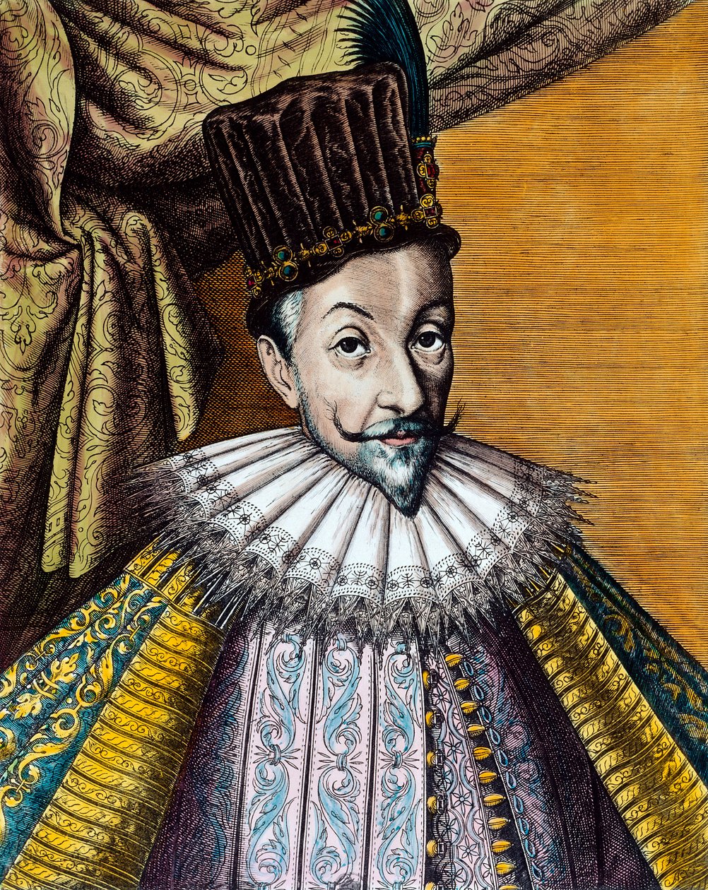 Portrét Sigismonda III Vasa (1566-1632), polského krále (1587-1632) a švédského krále (1592-1599). rytina ze 17. století. Coll. Jít. od Unknown artist