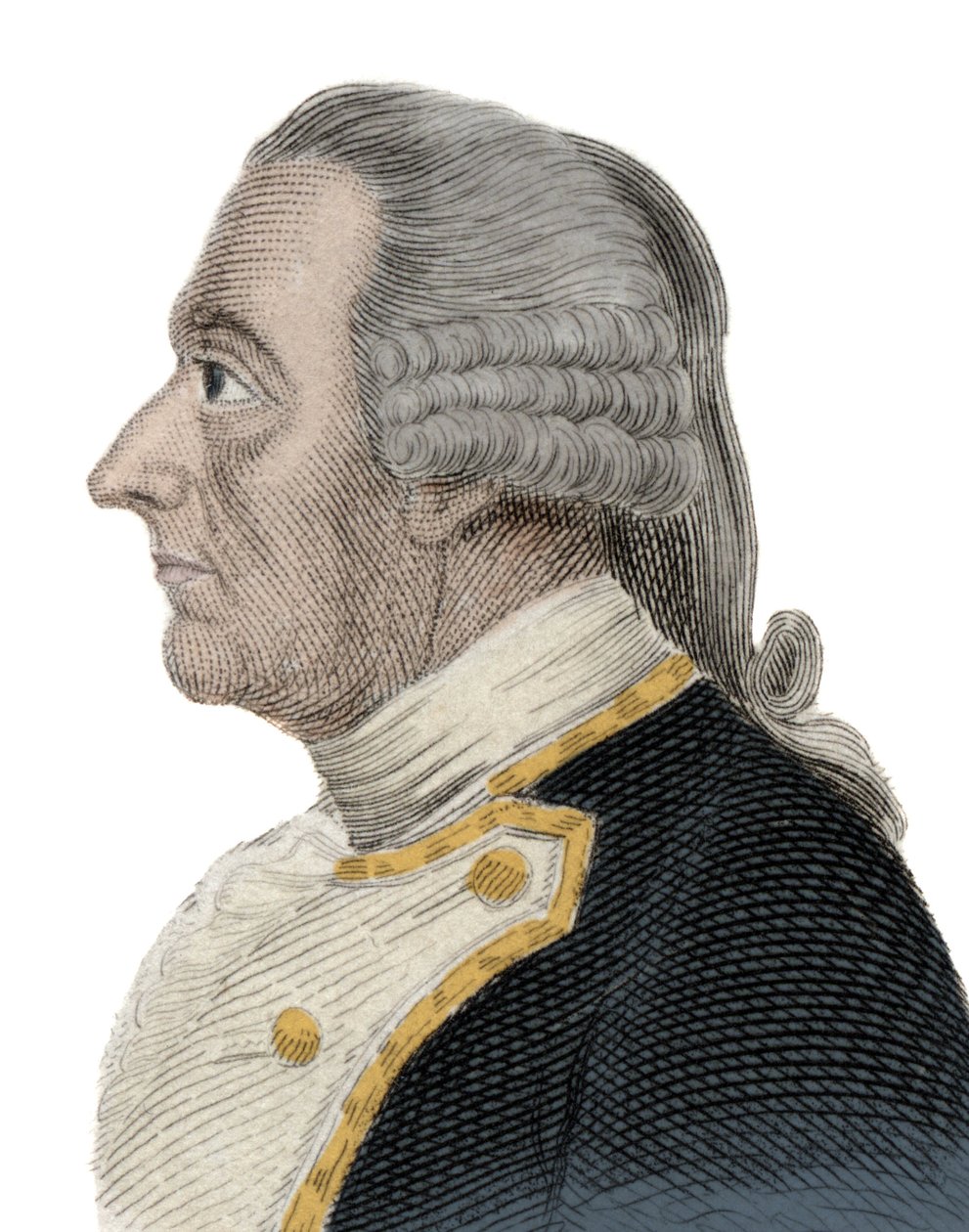 Portrét sira Charlese Hardyho (1714-1780), anglického námořního důstojníka a guvernéra Newfoundlandu, Newfoundland. Rytina 19. století. od Unknown artist