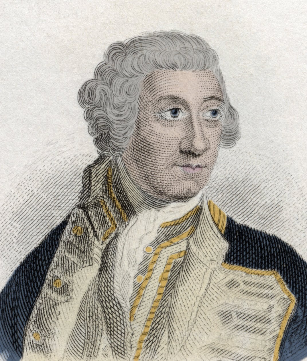 Portrét sira Charlese Saunderse (asi 1715-1775), anglického admirála v britském královském námořnictvu a prvního lorda admirauta. Rytina 19. století. od Unknown artist