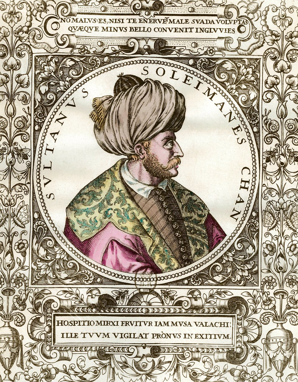 Portrét Solimana Nádherného (1494 - 1566) Sultan Osman. Rytina 16. století. Soukromá sbírka. od Unknown artist
