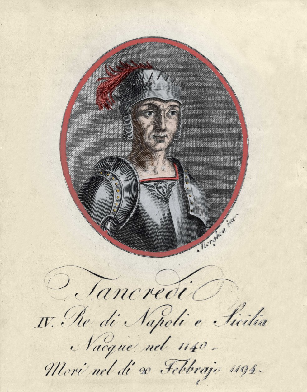 Portrét Tancrede de Lecce (Tancredi), král Sicílie a Neapole (1140-1194). od Unknown artist