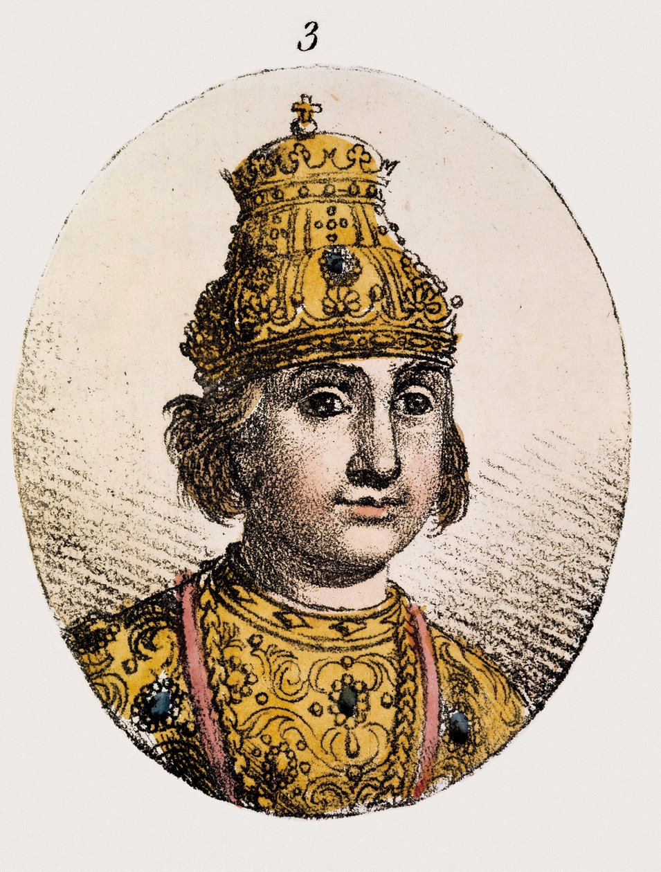 Portrét Theodora Fjodora II Borisoviče Godunova (barevná rytina) od Unknown artist