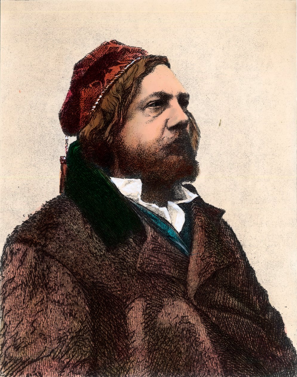 Portrét Theophila Gautiera (1811 - 1872), francouzského básníka, prozaika a uměleckého kritika. Rytina 19. století. Soukromá sbírka. od Unknown artist