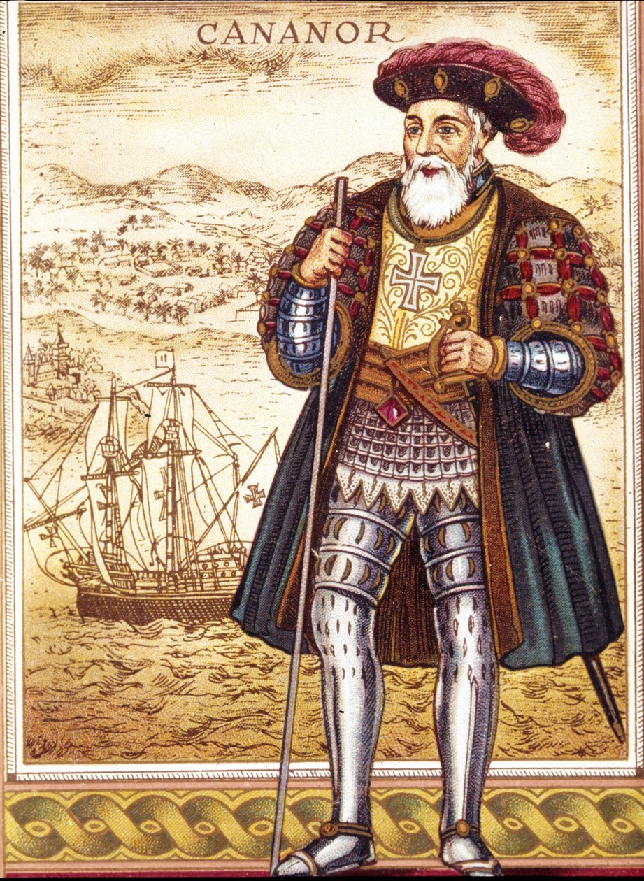 Portrét Vasco de Gama. Chromolitografie. od Unknown artist