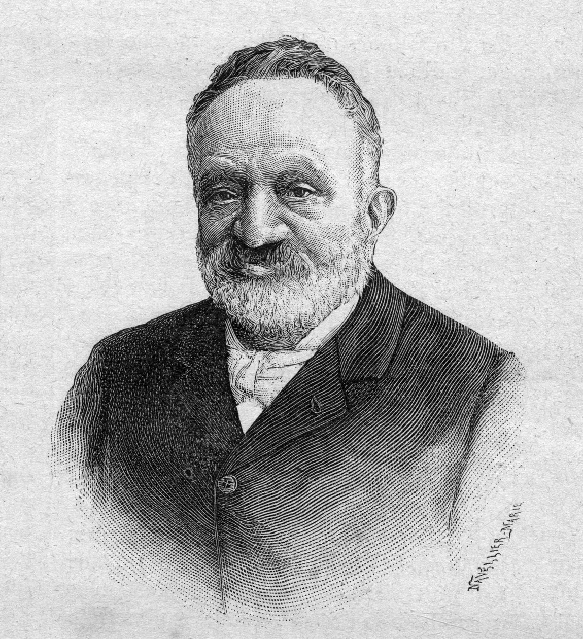 Portrét Wilfrida de Fonvielle 1824-1914 francouzský novinář a aeronaut - rytina z roku 1893 od Unknown artist