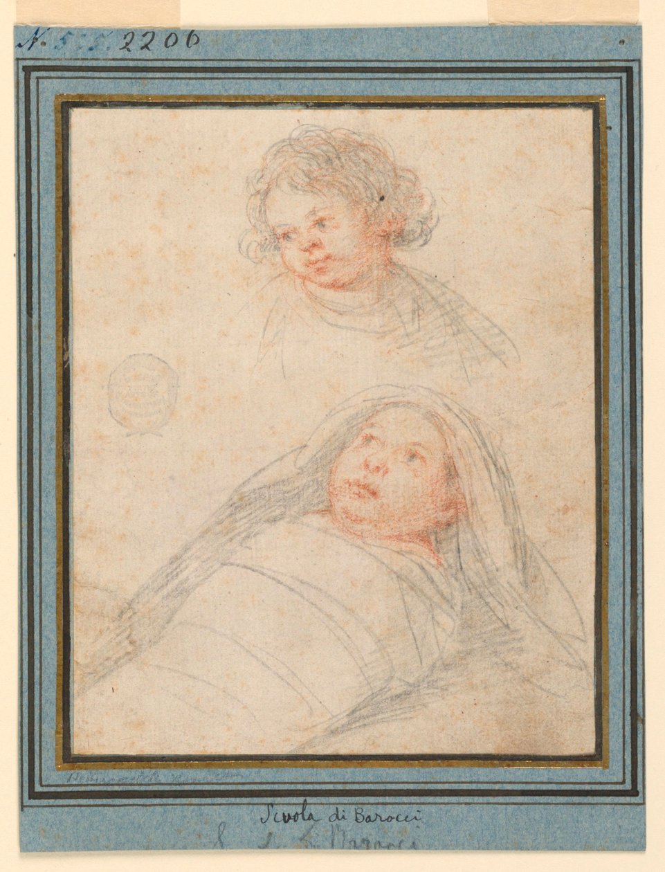 Portrét chlapce a zavinutého dítěte od Unknown artist
