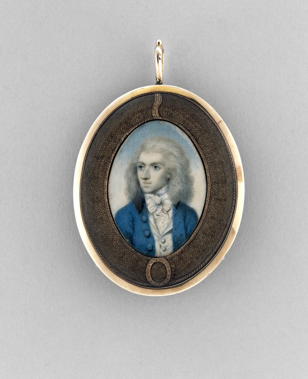 Portrét muže, kolem roku 1790 (akvarel na slonovině, zlacení, vlasech a skle) od Unknown artist