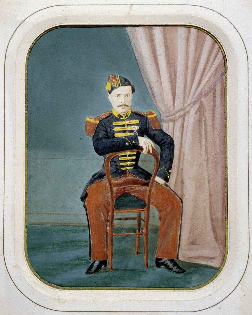 Portrét vojáka. Anonymní barevná fotografie, kolem roku 1880. od Unknown artist