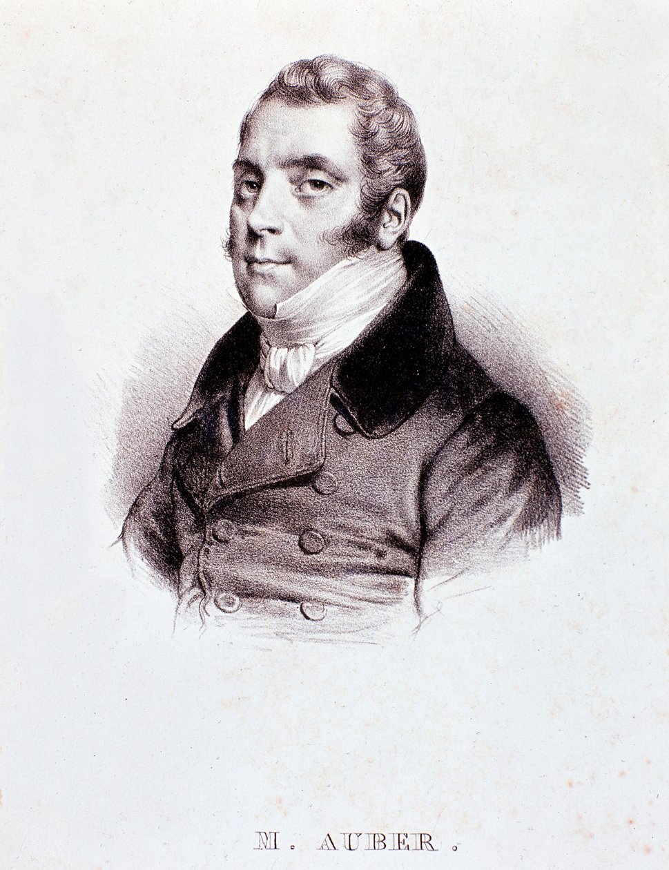 Portrét anglického skladatele Daniela Francoise Esprita Aubera (1782-1871) Rytina. 19. století. Milán, biblioteca del conservatorio od Unknown artist