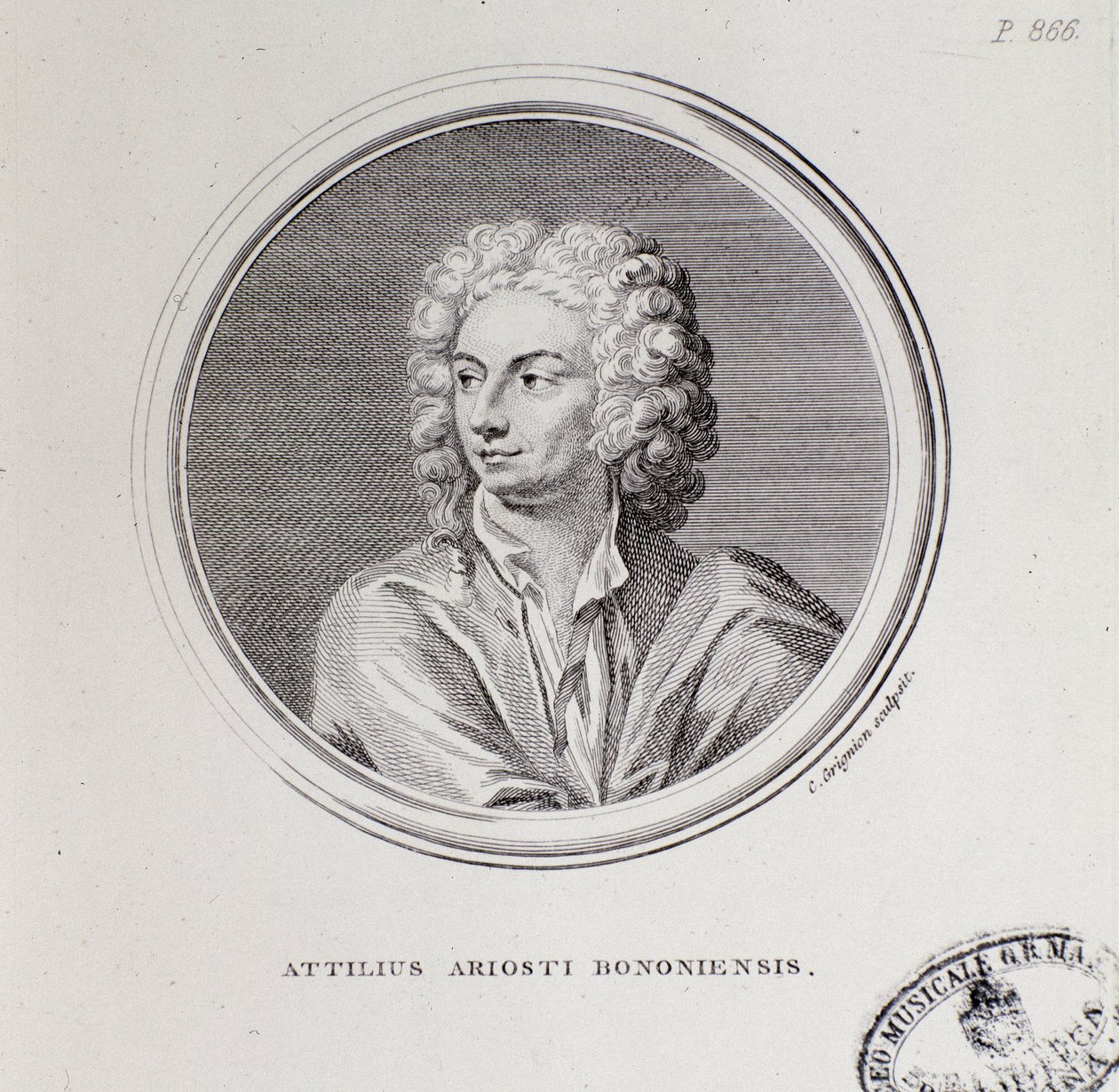 Portrét italského skladatele Attiliuse Ariosta (rytina od Unknown artist