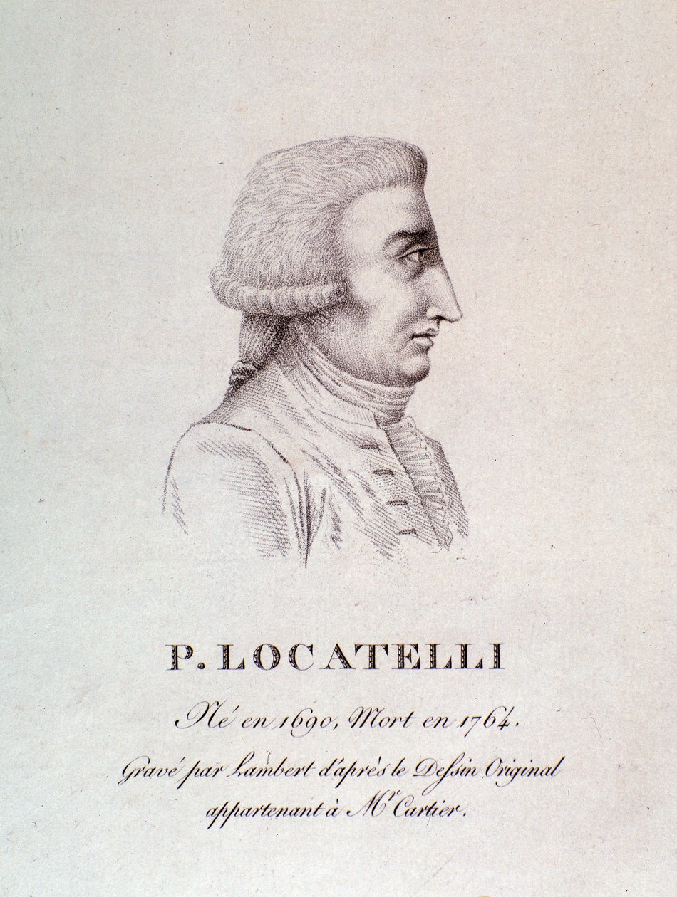 Rytina portrétu italského houslisty a skladatele Pietra Locatelliho (1695-1762). 18. století. Bologna, občanské muzeum hudby od Unknown artist