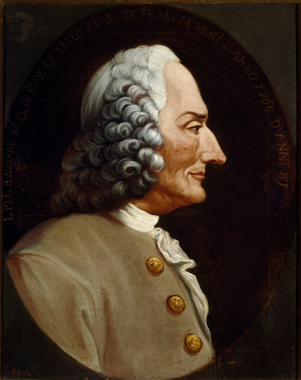 Portrét francouzského skladatele Jean Philippe (Jean-Philippe) Rameau (1683-1764) Anonymní obraz 18. století. Bologna Civico Museo Bibliografico Musical od Unknown artist