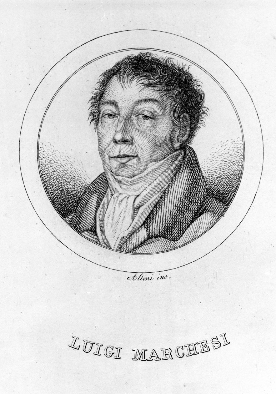 Portrét italského kastráta Luigiho Marchesiho (1754 - 1829) známého také jako Marchesini. Rytina 19. století. od Unknown artist