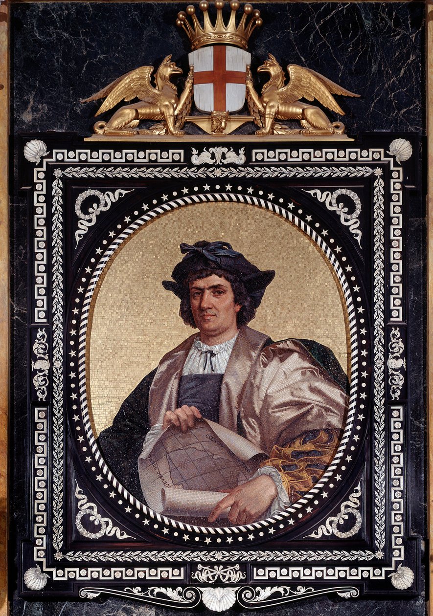 Portrét italského mořeplavce Kryštofa Kolumba (Christopher Columbus, Cristoforo Colombo, Cristobal Colon) (1451-1506) Mosaique od Unknown artist